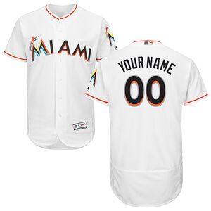Miami Marlins Majestic Home Flex Base Authentic Collection Custom Jersey - White