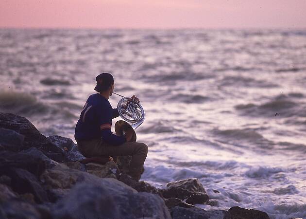 While the Met organization awaits his decision on April 1, Finch spends his non-pitching time communing with the sea and playing the french horn.